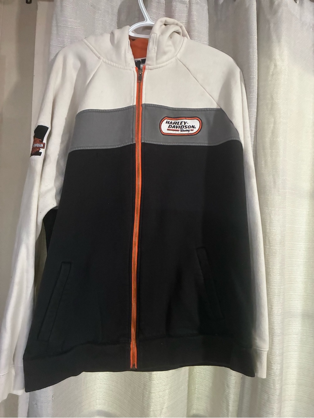 Harley-Davidson Black, Gray, White & Orange Zip Hoodie